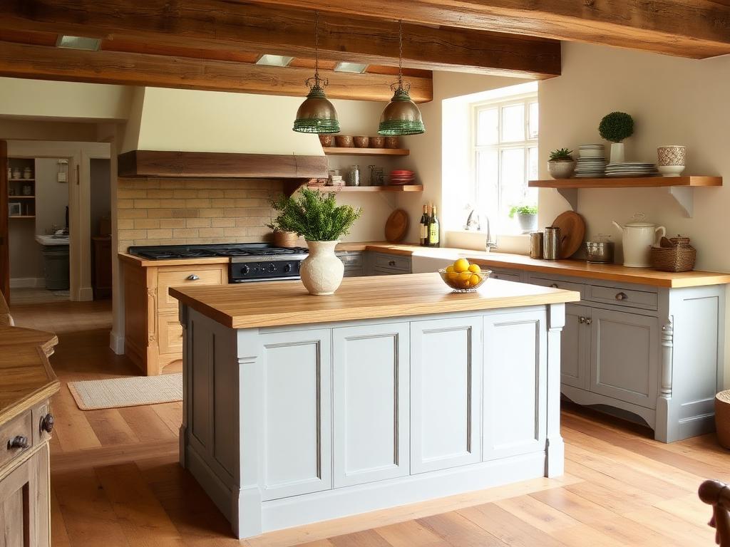Kitchen Island in Timber-Framed Cottage